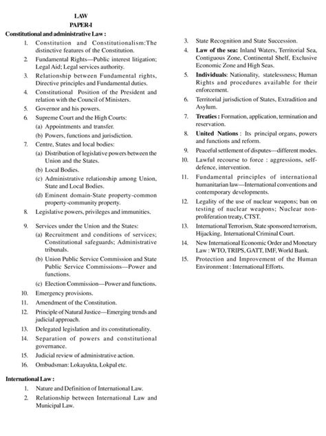 UPSC Law Syllabus for IAS Mains 2023, Download Paper 1 & 2 PDF