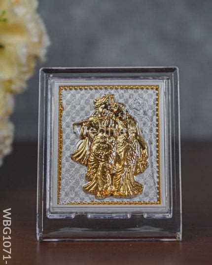 Pure Silver Plated Radha Krishna Photoframe (3.5 inch) with Stand - WB ...