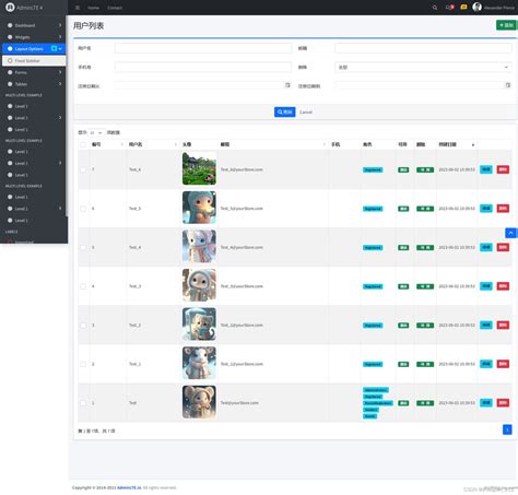jQuery DataTables 的图像结果