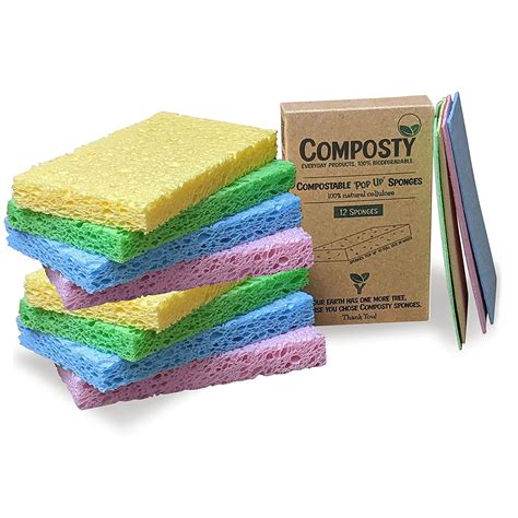 Composty | Compostable 'Pop-Up' Eco Friendly Sponges | 12 Pack ...