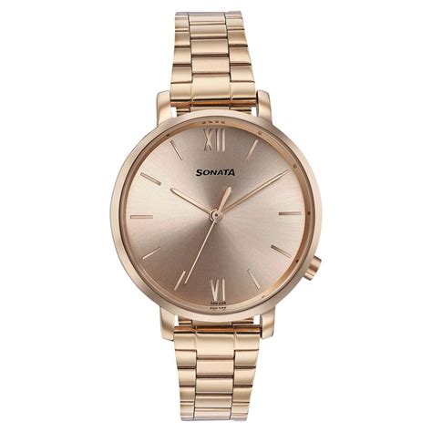 Buy Online Sonata Elegent Essentials Quartz Analog Rose Gold Dial ...