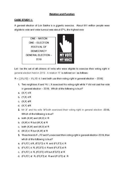 Cbse Mathematics XII: Case Studies on Relation and Function Concepts ...