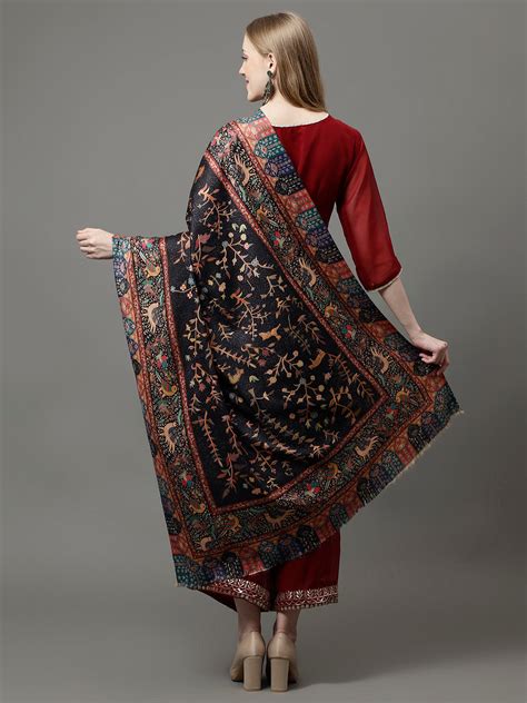 Women's Acro Wool Blend Digital Print Design Woven Shawl – Weavers Villa