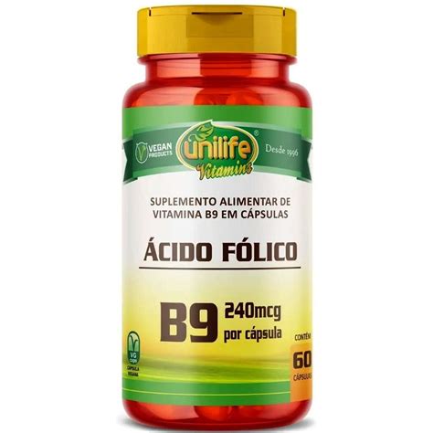 Comprar Vitamina B9 Ácido Fólico 240mcg 60 Cápsulas - Unilife - Real Entrega