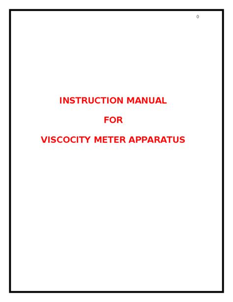 Instruction Manual for Viscosity Meter Apparatus - Studocu