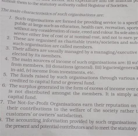 Discuss the concept of Non- Profit organisation, its features ...