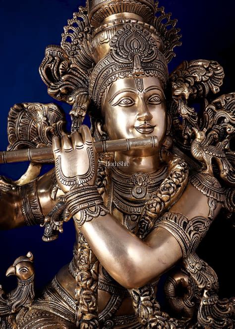 48" Lord Krishna Brass Sculpture - 75 kg – Budhshiv.com