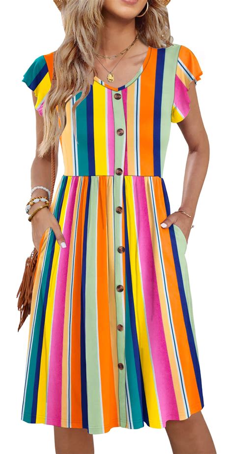 Fantaslook Women Summer Dresses V Neck Ruffle Sleeve Casual Flowy ...