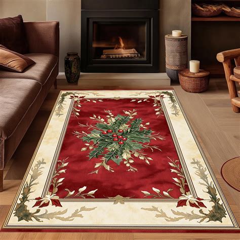 Rustic Christmas Rug: Floral Holiday Decoration - Etsy