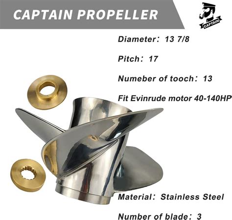 Buy Boatman Outboard Propeller SS Fit BRP,Johnson,Evinrude,OMC Stern ...
