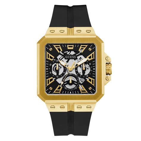 GUESS Mens Black Gold Tone Multi-Function Watch – The Watch Factory