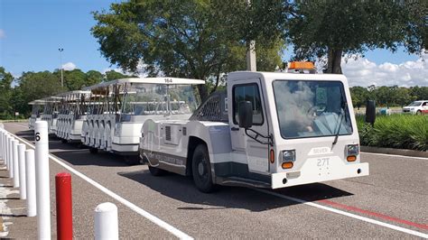 Disney parking trams rolling at EPCOT, Hollywood Studios