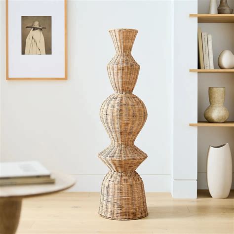 Woven Wicker Floor Vases - Natural Rattan Decor Solutions