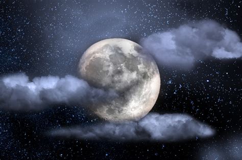 Night Sky With Moon And Stars Free Stock Photo - Public Domain Pictures