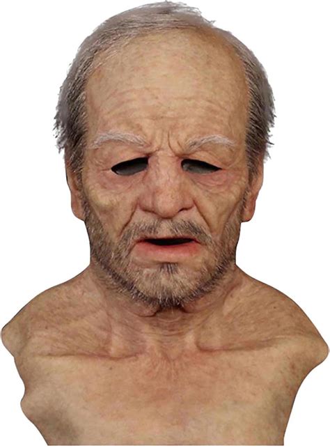 Buy Old Man Woman Mask Scary Latex Face Realistic Wrinkle Mask ...