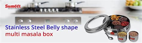 Buy Sumeet Stainless Steel Belly Shape Masala (Spice) Box/Dabba ...