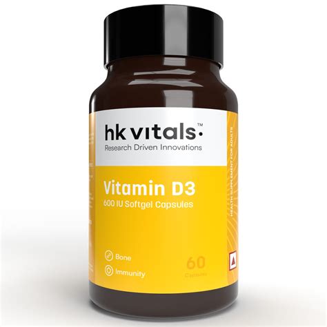 HealthKart hk vitals Vitamin D3 (600 IU), 60 Capsules | Broadway