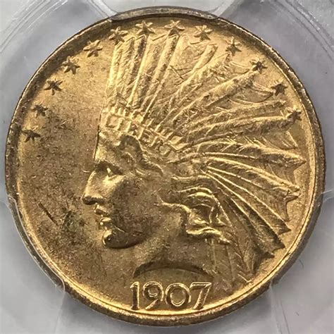 1907 $10 Gold Indian Head Eagle PCGS MS-62 No Motto - Philadelphia Gold ...