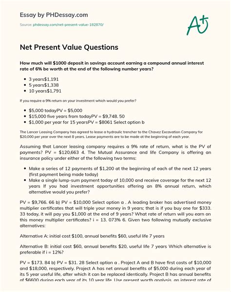Net Present Value Example Problems 的图像结果
