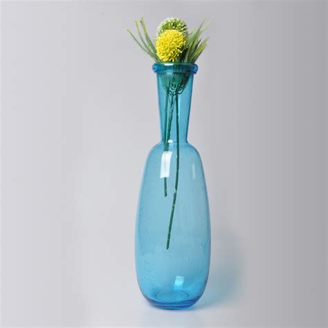简欧现代透明创意玻璃花瓶时尚花瓶摆件饰品 结婚礼物蓝色细口花瓶23F68-53、23F68-45-花瓶批发-万菱购,万菱广场批发商城