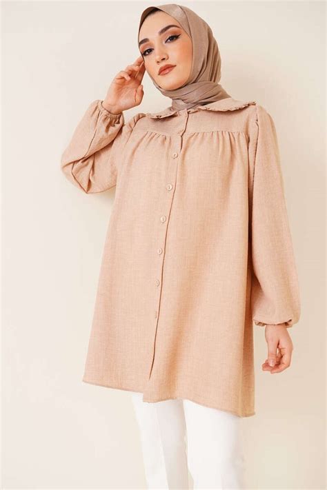 Bej Bebe Yaka Gömlek | VOLT CLOTHİNG