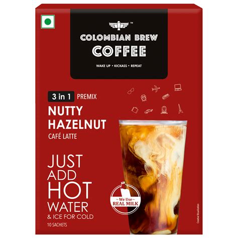Colombian Brew Hazelnut Café Latte, Instant Coffee Powder Premix (3 in ...