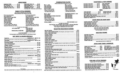 Menu at King Wah restaurant, Klamath Falls, Pershing Way