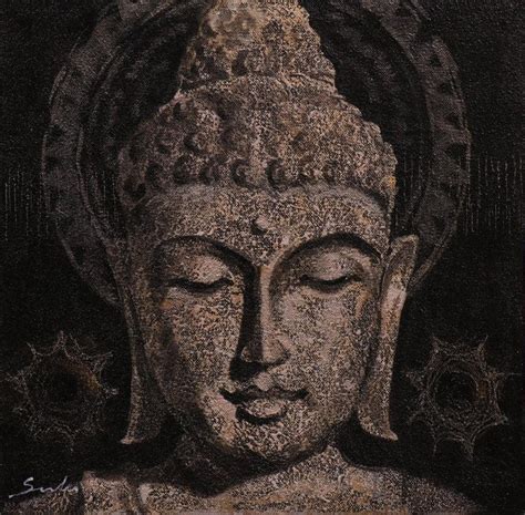 "Lord Buddha Meditation 2": Light Brown Acrylic Painting by Sulakshana ...