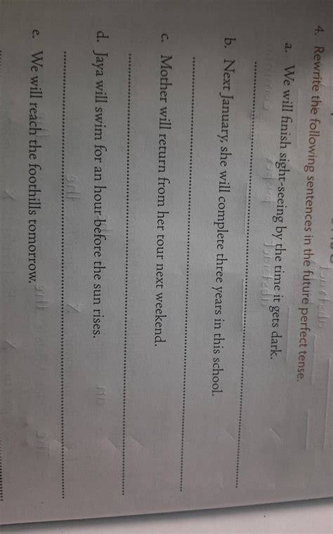 rewrite the following sentences in the future perfect tense - Brainly.in