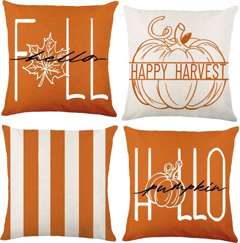 Amazon.com: DULEFUN 4pcs Fall Decor Pillow Covers 18 x 18 Inch Autumn ...