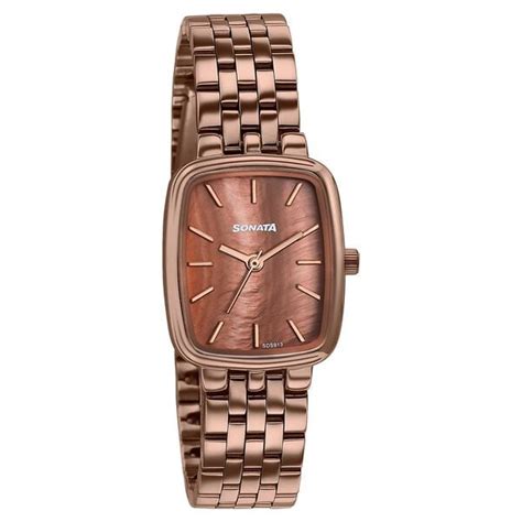 Buy Online Sonata Festive Quartz Analog Brown Dial Brown Metal Strap ...