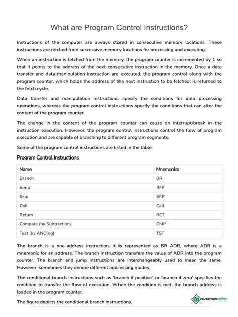 Image result for Program Control Instructions