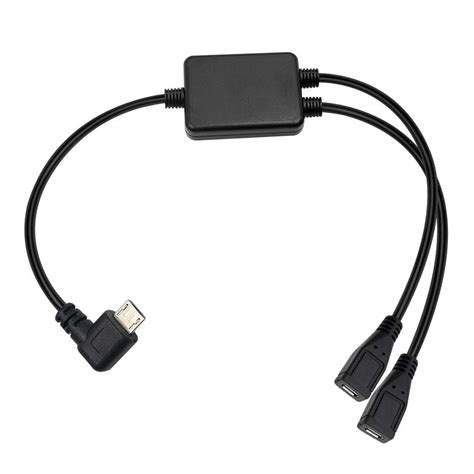 Poyiccot 1.3ft Left Angle Micro USB Y Splitter Cable - Black (High ...