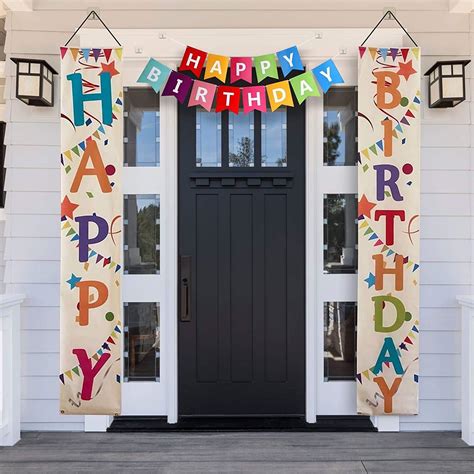 Buy YaKo Colorful Happy Birthday Porch Sign , Birthday yard signs for ...
