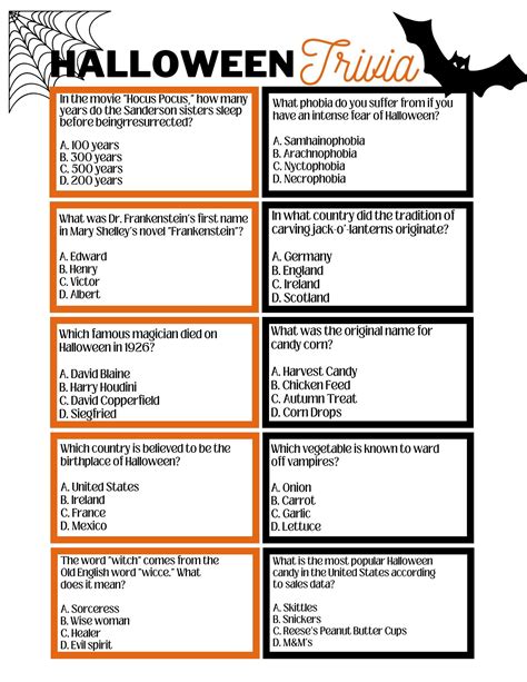 Free Printable Halloween Trivia Game: Fun for All Ages! | Halloween ...