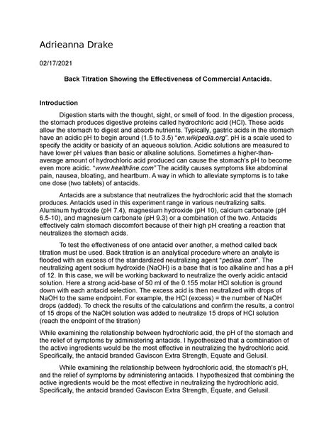 Image result for Antacid Back Titrations Explained