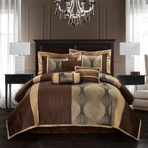 Amazon.com: Grand Avenue Elegant Brown Comforter Set Queen 7 Piece Bed ...