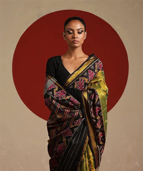 Mustard And Black Double Shade Pure Mulberry Silk Single Ikat Patola S ...