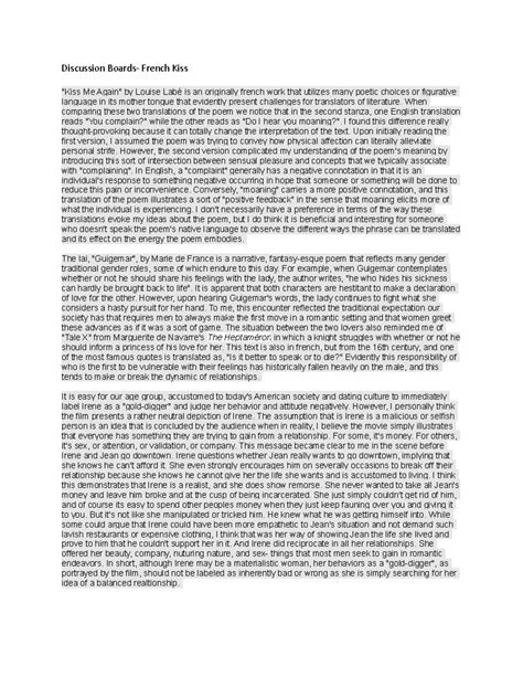 Discussion Boards - When comparing these two translations of the poem ...