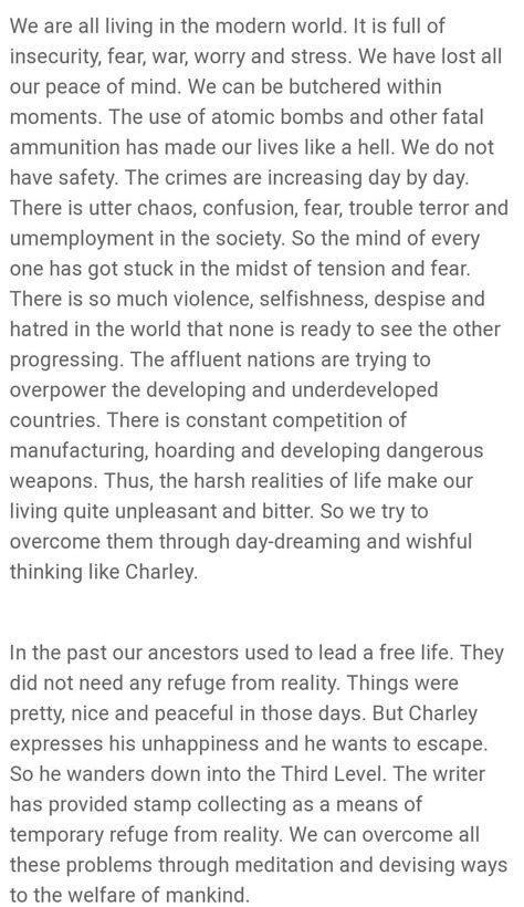 The modern world is full of insecurity, fear, war, worry and stress ...