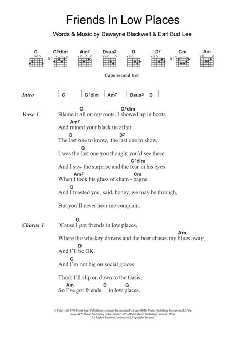 Friends In Low Places by Garth Brooks - Guitar Chords/Lyrics - Guitar ...