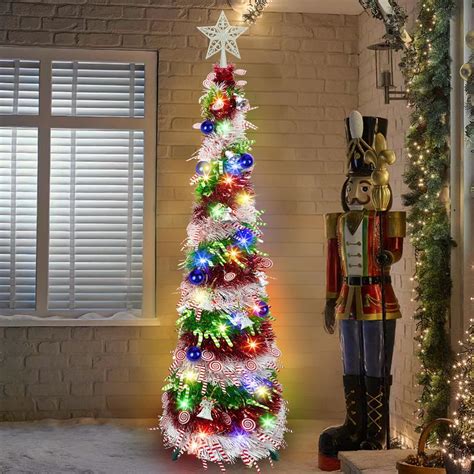Ruidazon 5FT Tinsel Christmas Tree, Pop Up Red Green White India | Ubuy