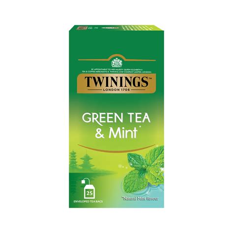 Twinings Green Tea & Mint, 25 Teabags, Green Tea, Cool & Refreshing ...