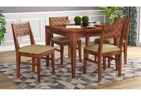 Shreya Decor Solid Wood 4 Seater Dining Room Set for Home, Living Room ...