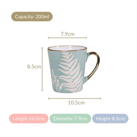 Floral Coffee Mug Set of 6 Sage Blue 200ml Online - Premium Coffee Mug ...