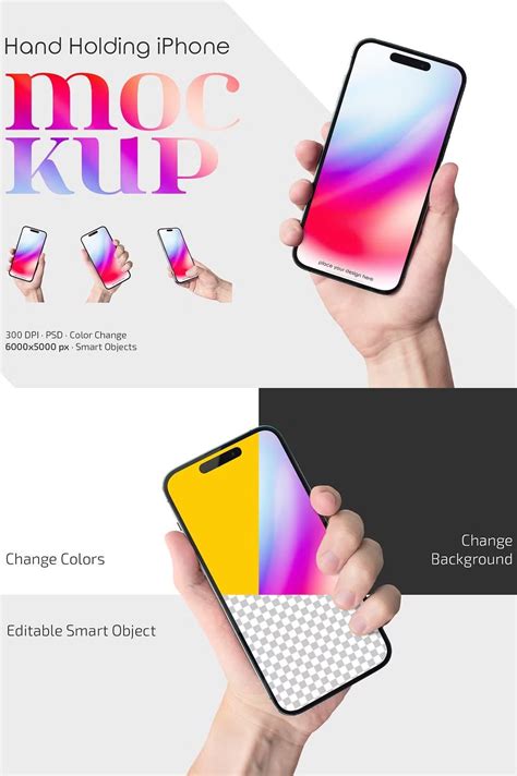 Hand Holding iPhone Mockup Set in 2025 | Iphone mockup, Mockup design ...