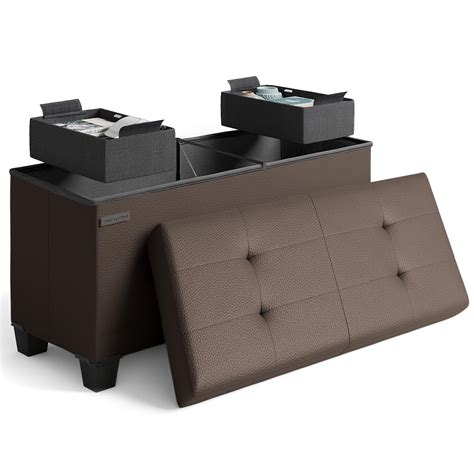 Storagebud Storage Ottoman Bench With Bins 30 In Storage Bench ...