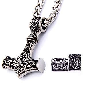 Buy GUNGNEER Thor's Hammer Pendant Nordic Viking Mjolnir Necklace, 316L ...