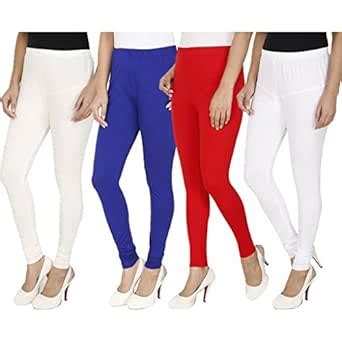 Buy W.A.Y Cotton Ankle Length Leggings Off White, Royal Blue, Red ...