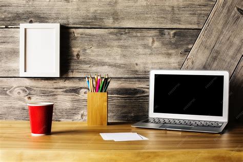 Image Work Desk with Laptop and Coffee 的图像结果